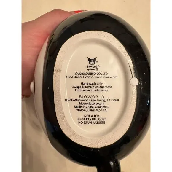 NWT Kuromi Hello Kitty & Friends Sanrio Sculpted Ceramic Mug Cup Black White - Picture 4 of 7